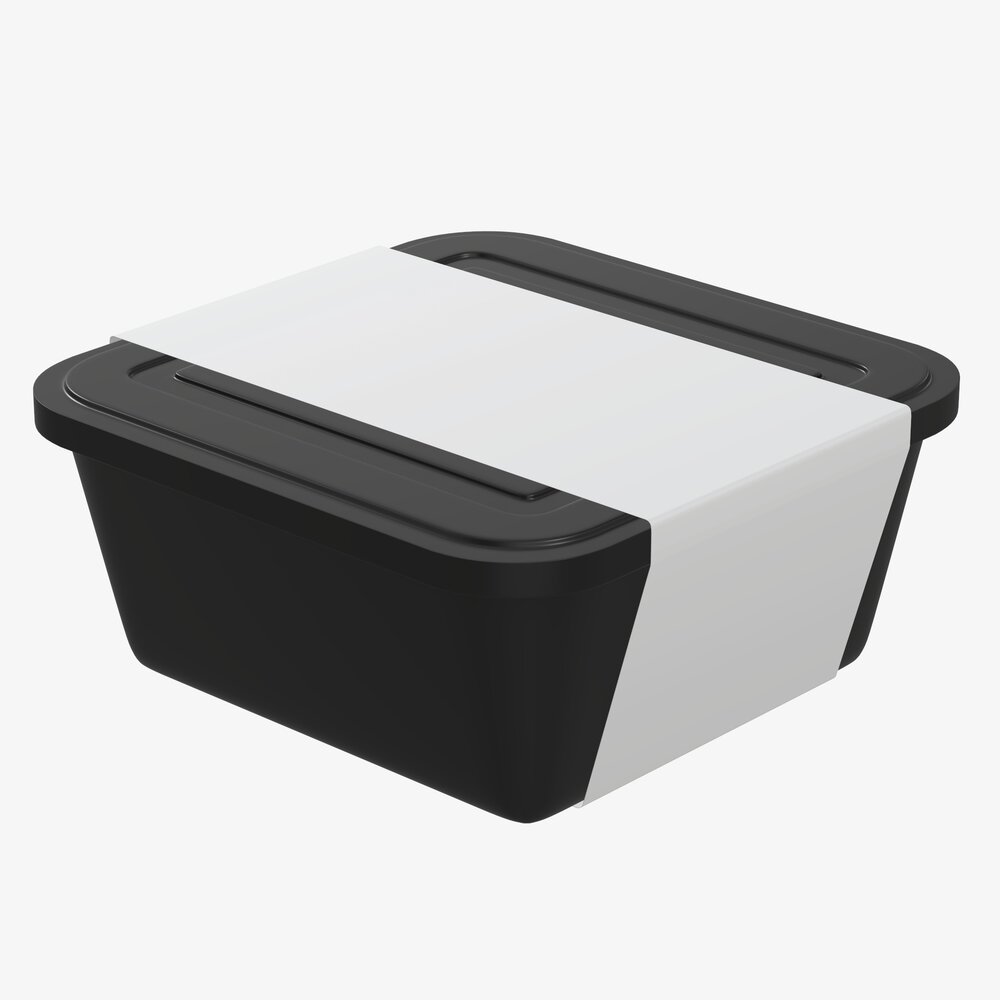 Plastic Food Container Box Tray With Label Mockup 03 3D 모델 