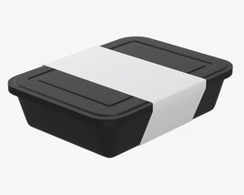 Plastic Food Container Box Tray With Label Mockup 05 Modèle 3D