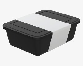 Plastic Food Container Box Tray With Label Mockup 06 Modèle 3D