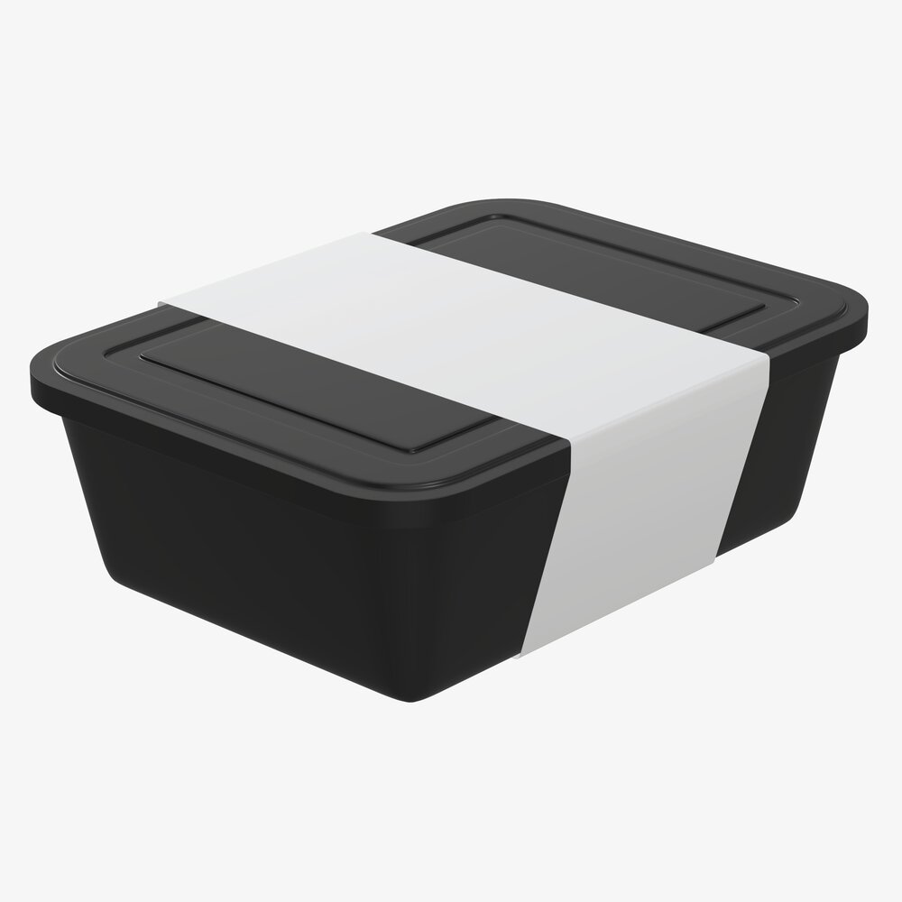 Plastic Food Container Box Tray With Label Mockup 06 Modello 3D