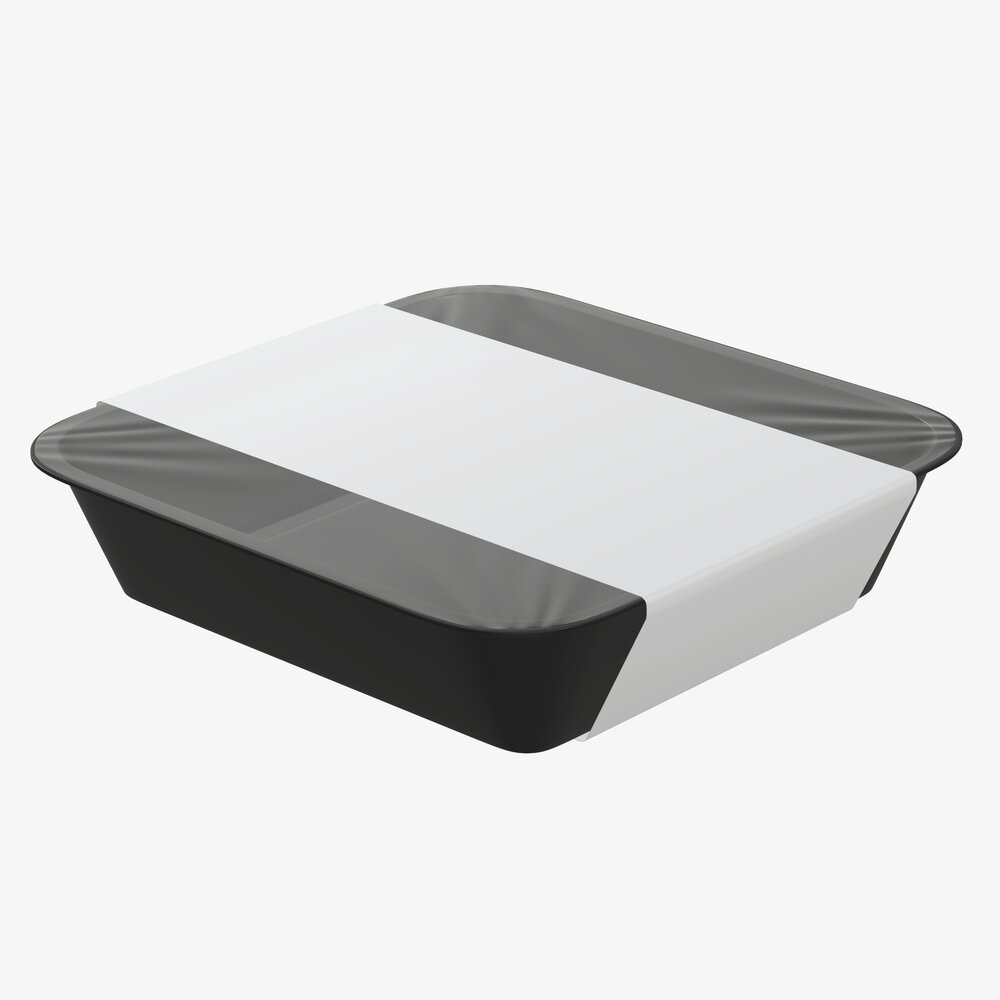 Plastic Food Container Box Tray With Label Mockup 09 3Dモデル