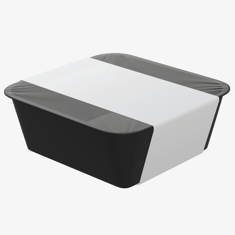 Plastic Food Container Box Tray With Label Mockup 10 Modèle 3D