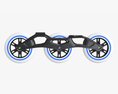 Racing Roller Skates Frame With Wheels Modello 3D