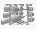 Rubberized Barbell Set On Rack 02 3D-Modell