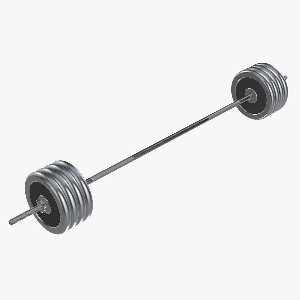 Straight Weight Bar With Weights Modello 3D