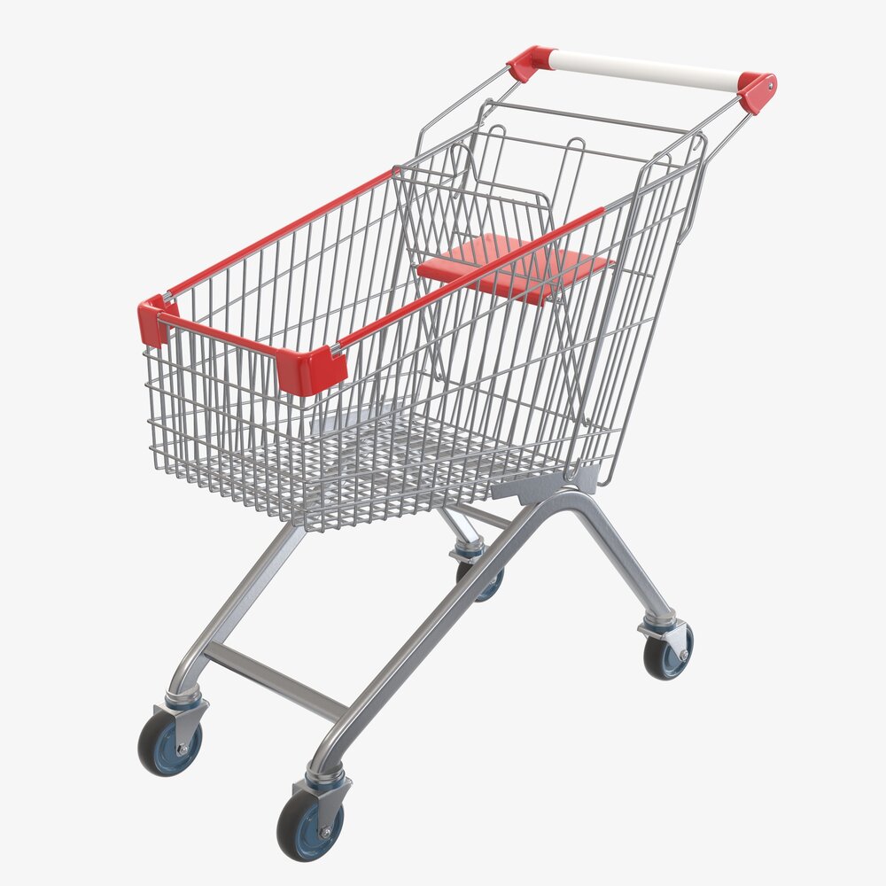 Supermarket Grocery Store Shopping Metal Cart 3D 모델 