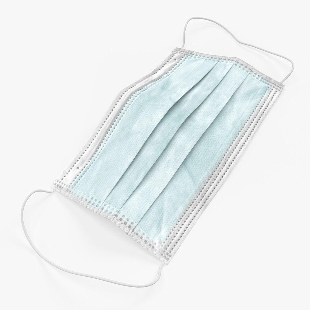 Surgical Mask Single Lying On Ground 01 Modello 3D