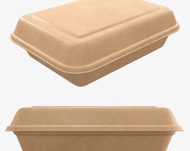 Take-out Lunch Cardboard Box 01 Closed 3D 모델 