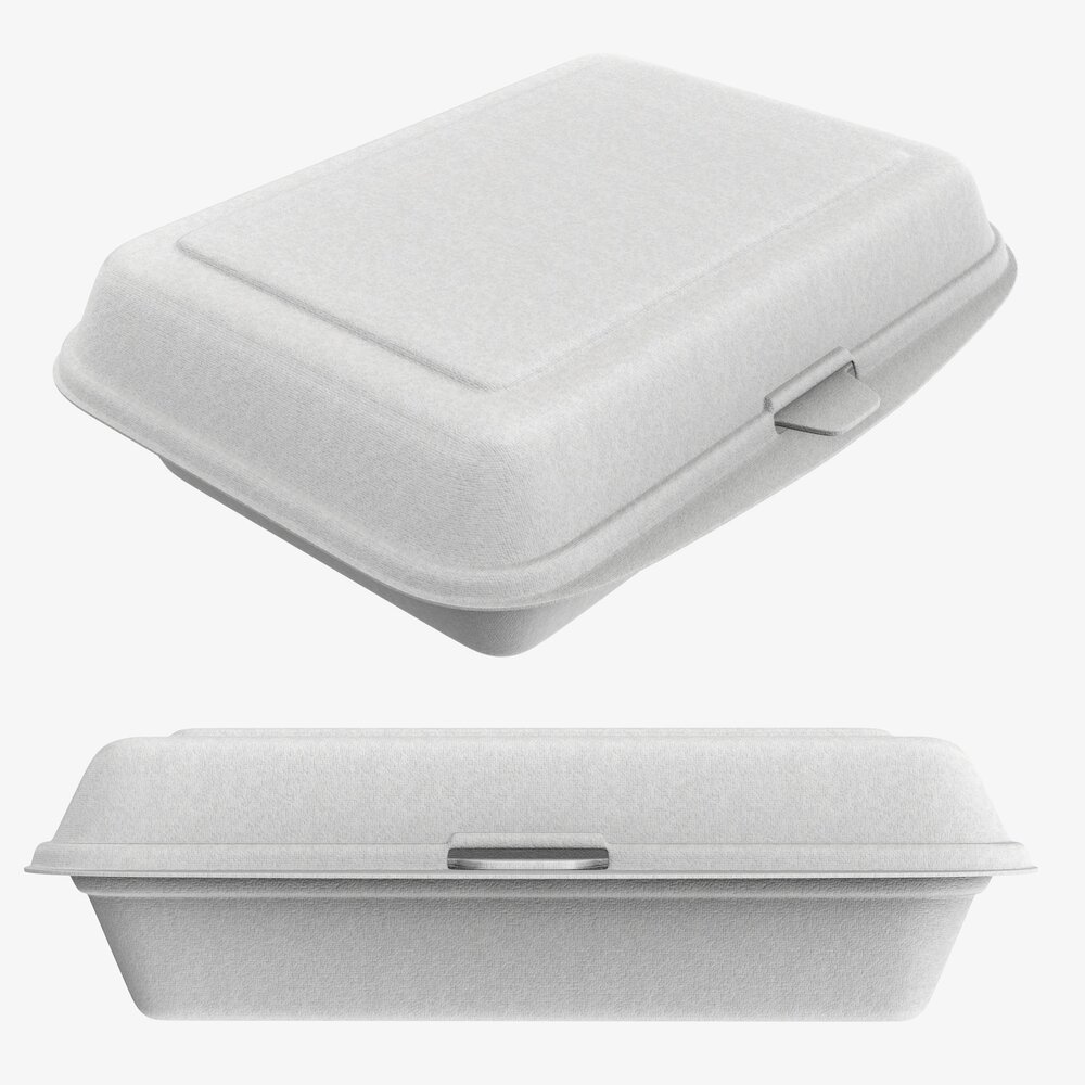 Take-out Lunch Polystyrene Box 03 Closed 3D模型