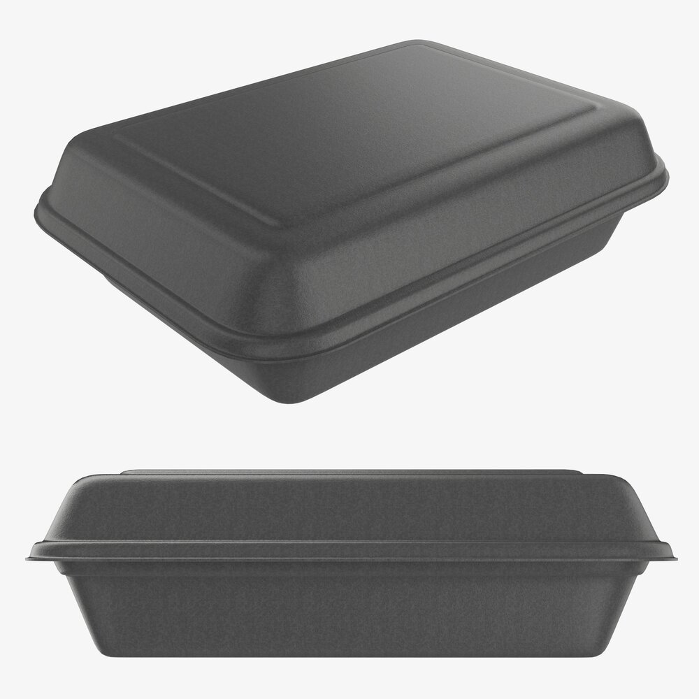 Take-out Lunch Polystyrene Box 05 Closed 3D 모델 