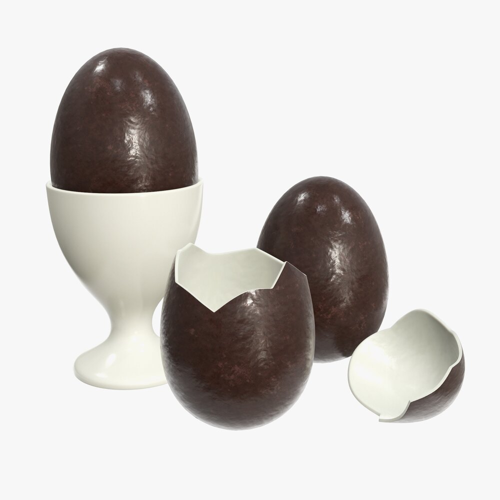Egg With Stand Chocolate Broken 3D model