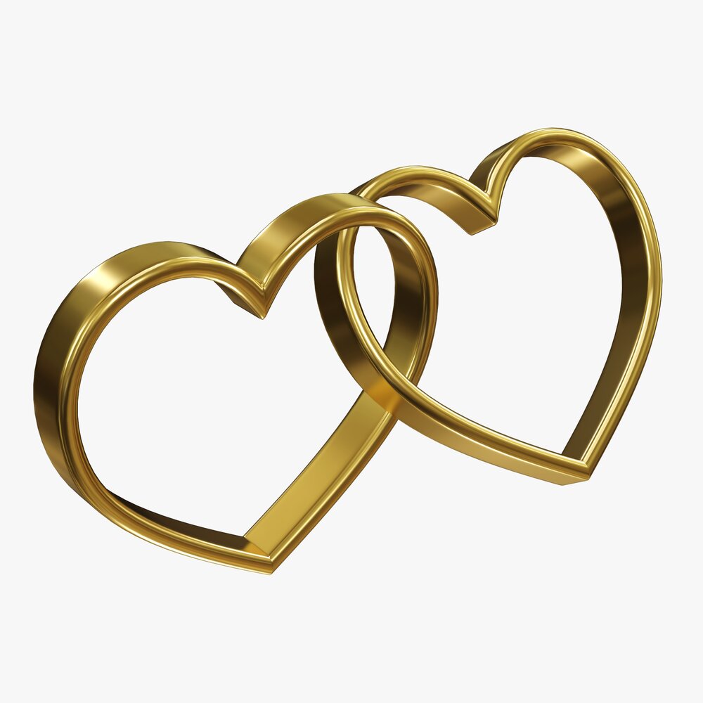 Wedding Rings Heart Shaped Modello 3D