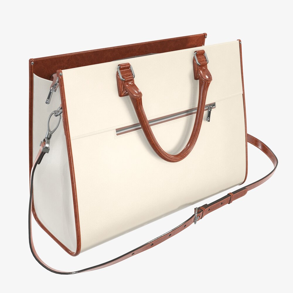 Woman Briefcase Travel Shoulder Bag Handbag Open Modelo 3d