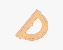 Wooden Half-circle Protractor 01 3D-Modell