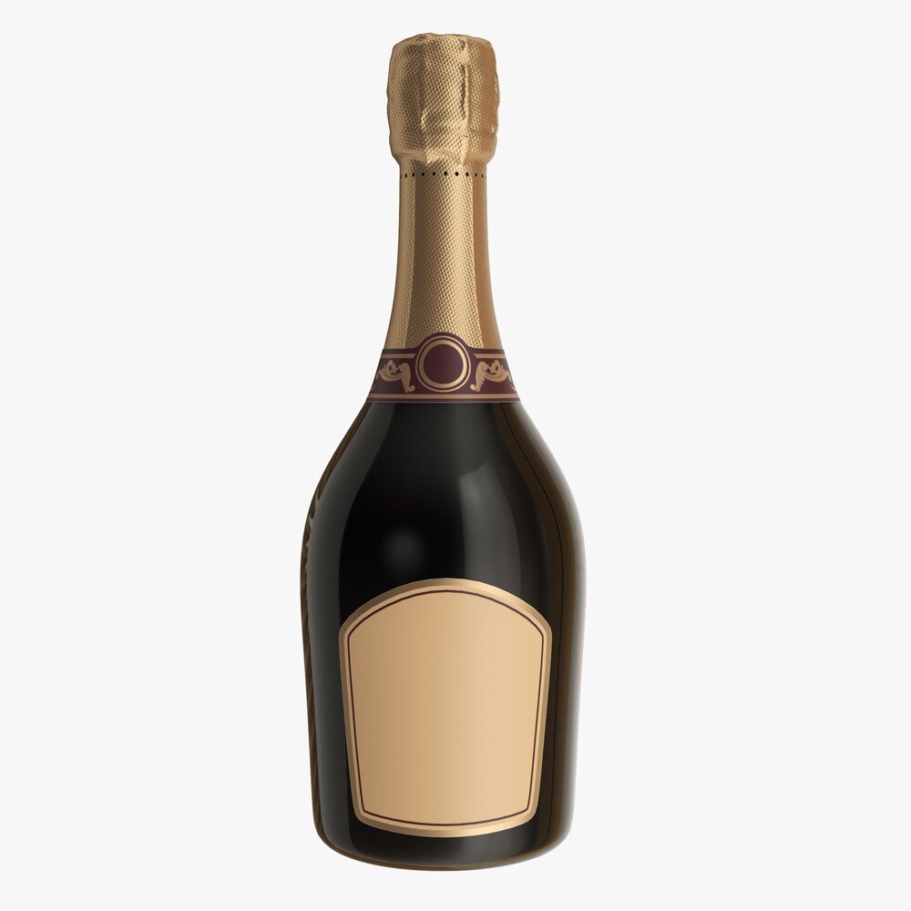 Champagne Bottle Mockup 01 3D model
