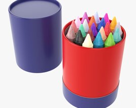 Crayons In Cardboard Tube Box Modelo 3d