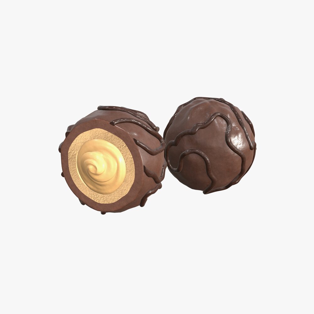 Chocolate Candy Whole And Half 3D model
