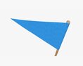 Decorative Small Pennant On Flagpole 3D 모델 