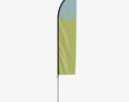 Feather Type Flag With Flagpole 3D-Modell