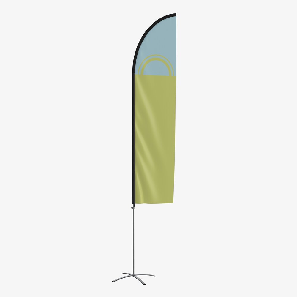 Feather Type Flag With Flagpole 3D model