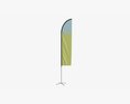 Feather Type Flag With Flagpole 3D-Modell
