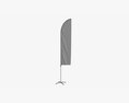 Feather Type Flag With Flagpole 3Dモデル