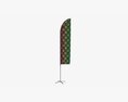 Feather Type Flag With Flagpole Modello 3D