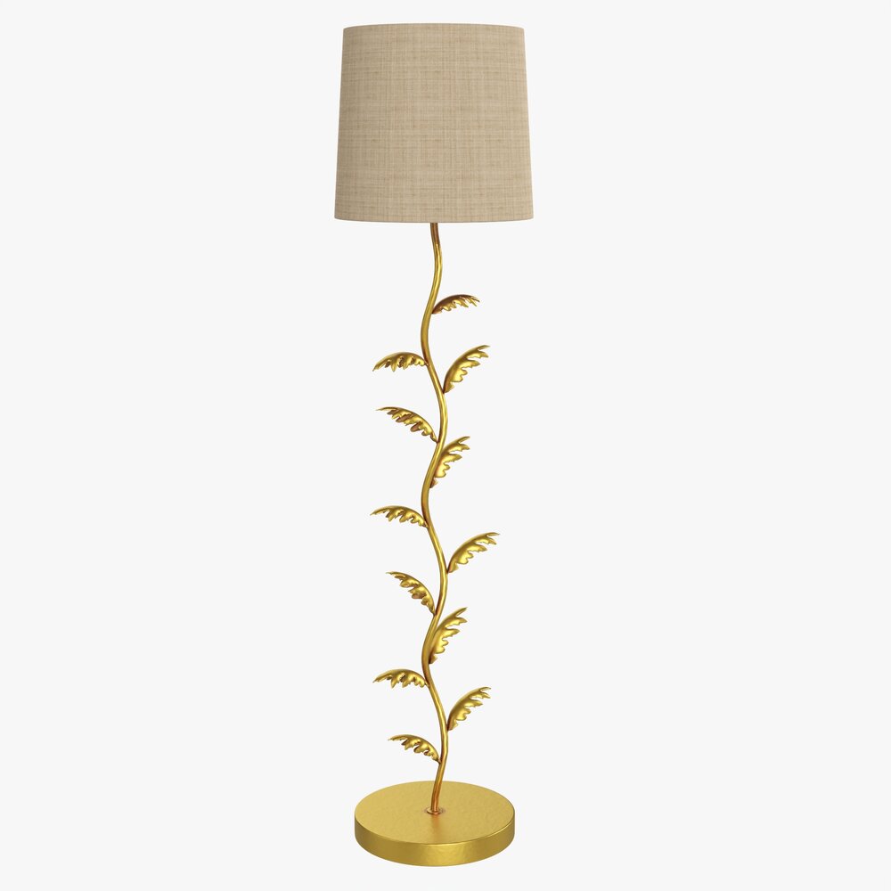 Floor Lamp Decorated With Leaves 3D модель