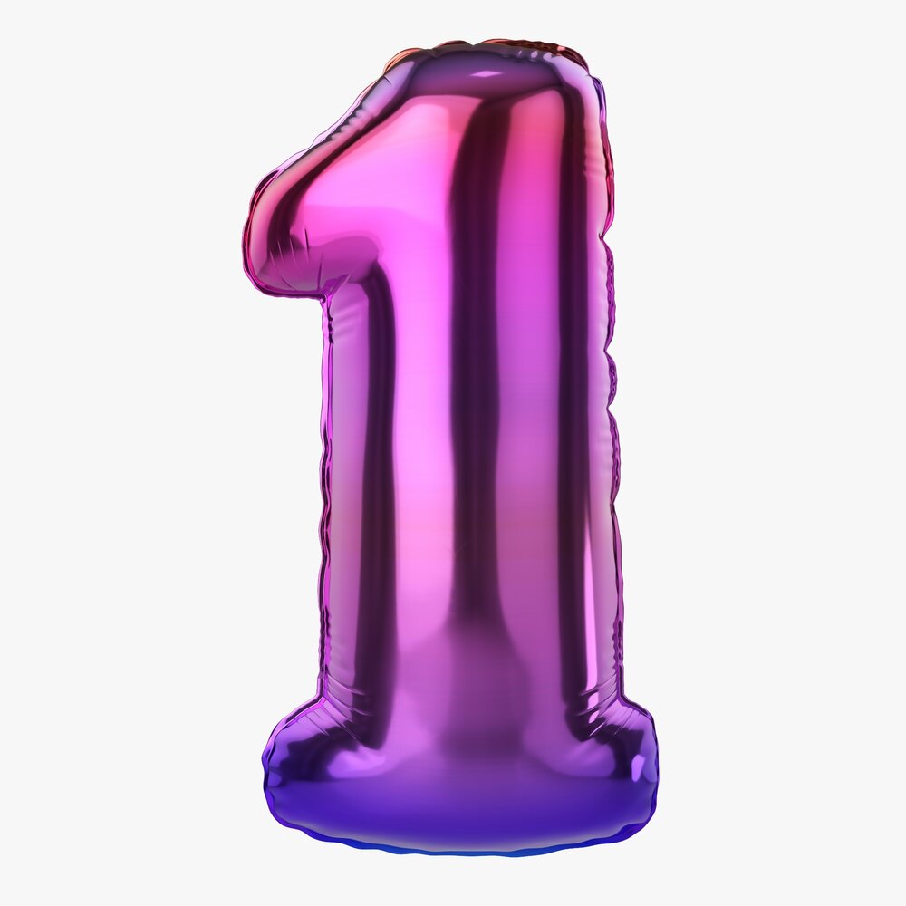 Foil Balloon Number 1 One 3D model