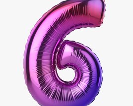 Foil Balloon Number 6 Six 3Dモデル
