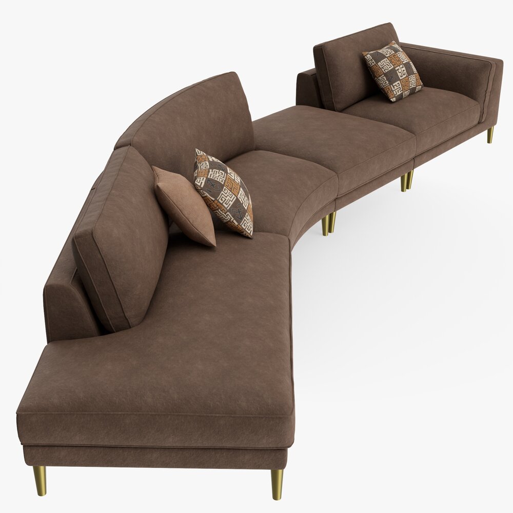 Four Section Sofa With Cushions 3D model