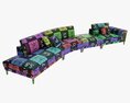Four Section Sofa With Cushions 3D-Modell