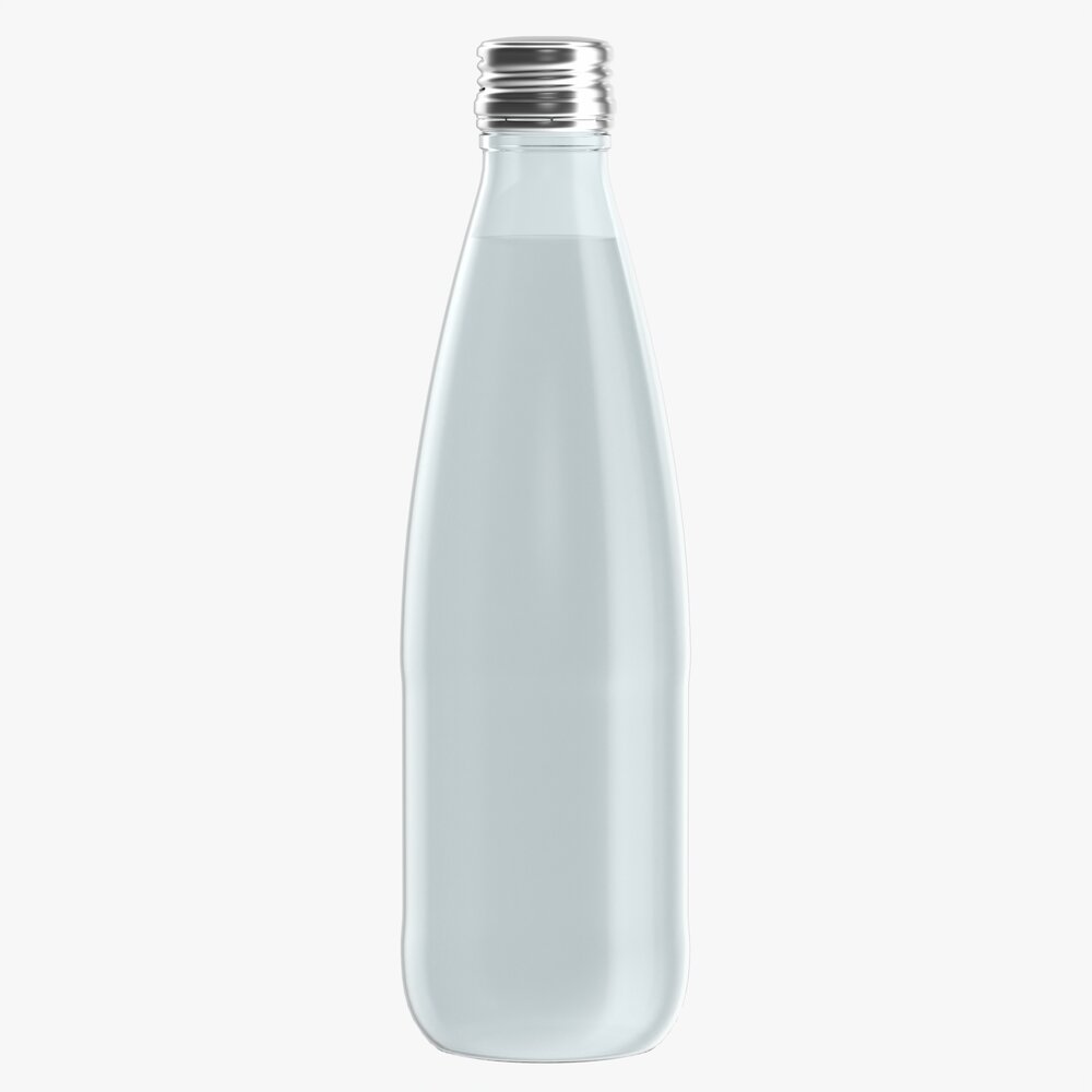 Glass Water Bottle Mockup 02 3D-Modell