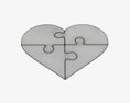 Jigsaw Puzzle Heart 01 Modelo 3d