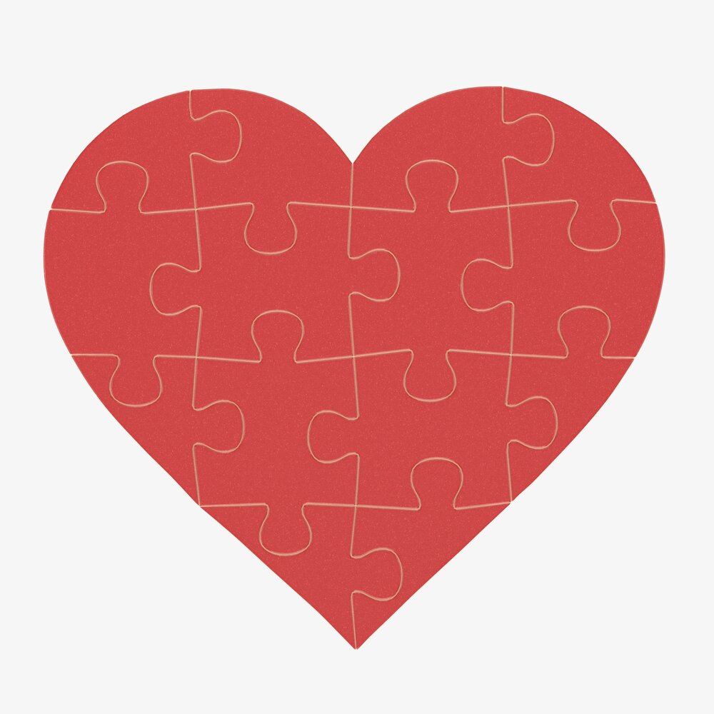 Jigsaw Puzzle Heart 02 3D 모델 