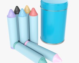 Large Crayons In Metal Tube Box 3D 모델 