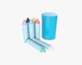 Large Crayons In Metal Tube Box 3D 모델 