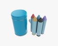 Large Crayons In Metal Tube Box 3D-Modell