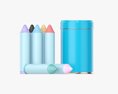 Large Crayons In Metal Tube Box 3D-Modell