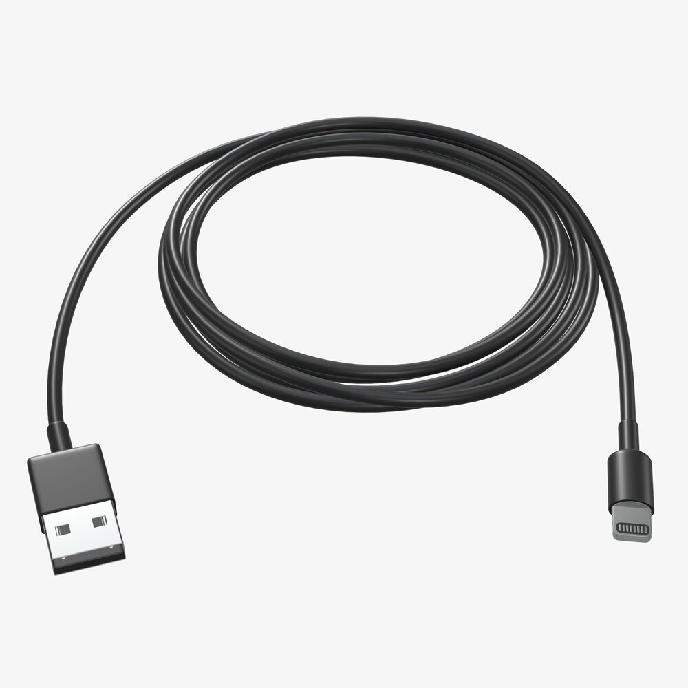 Lightning To USB Cable Black 3D model