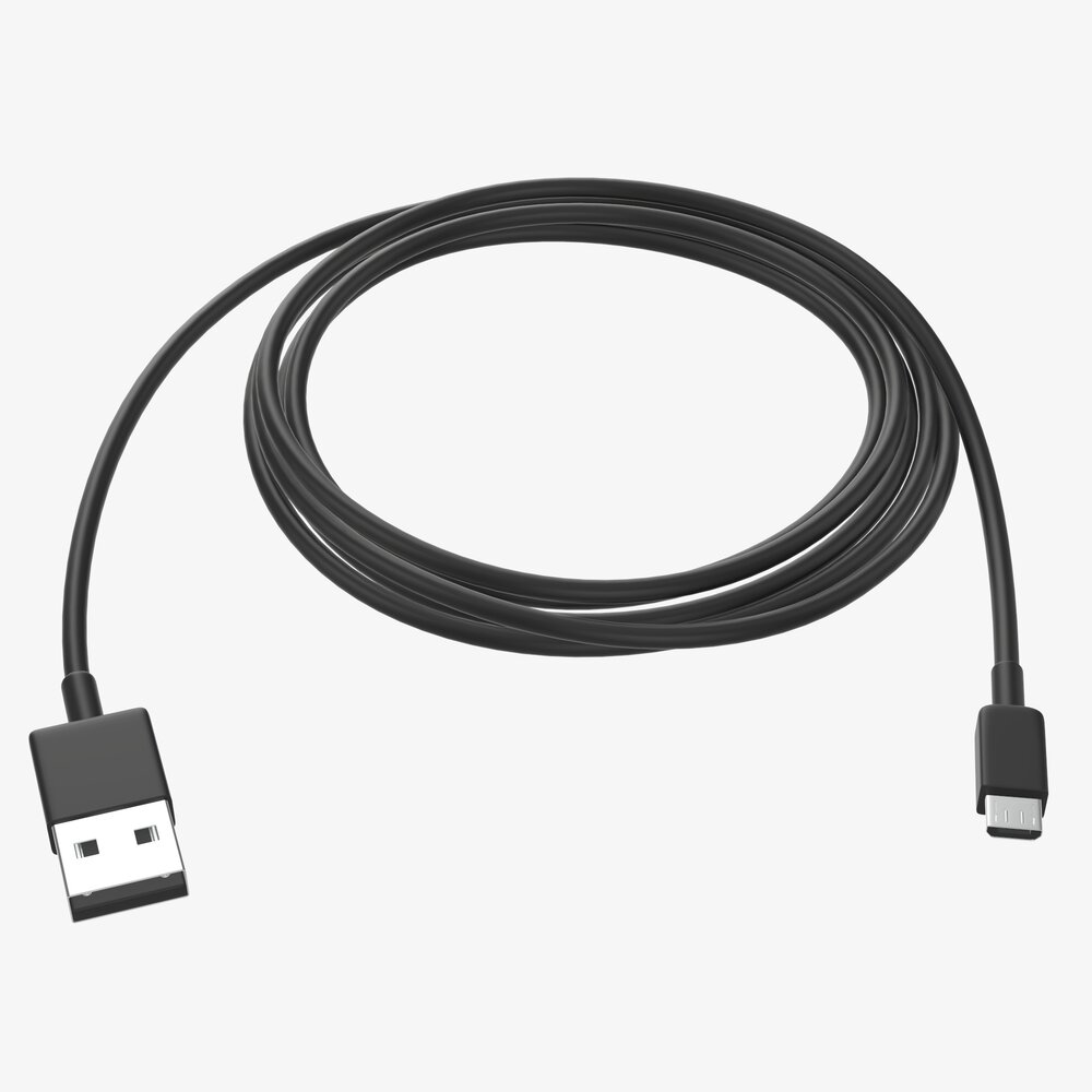 Micro-USB To USB Cable Black 3D 모델 
