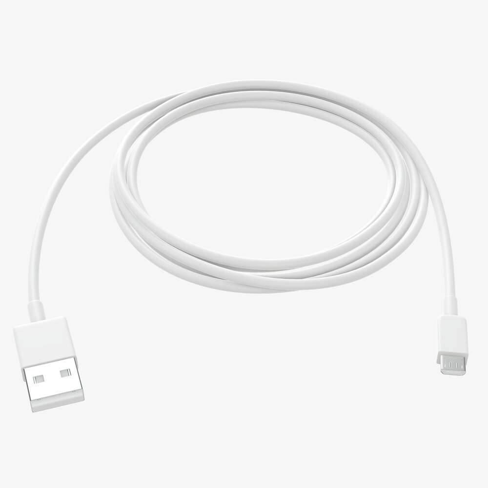 Micro-USB To USB Cable White 3D model