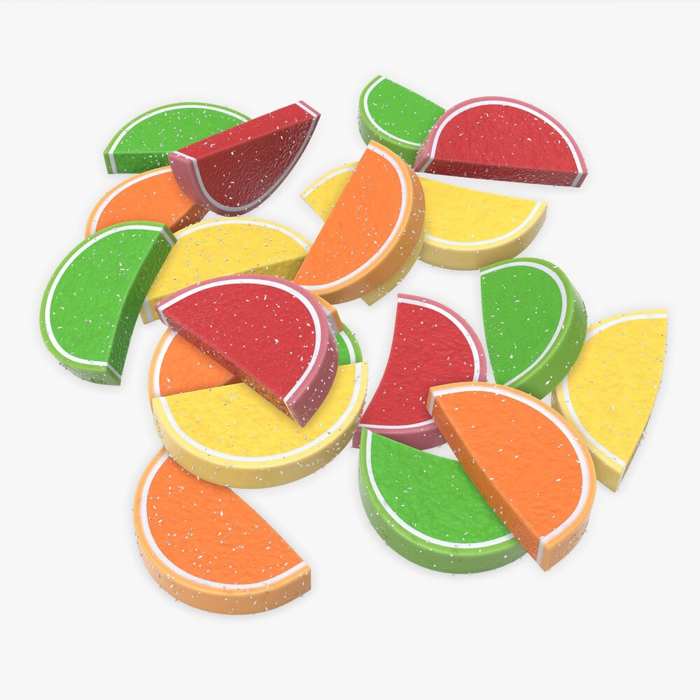 Color Fruit Jelly Candies Modèle 3D