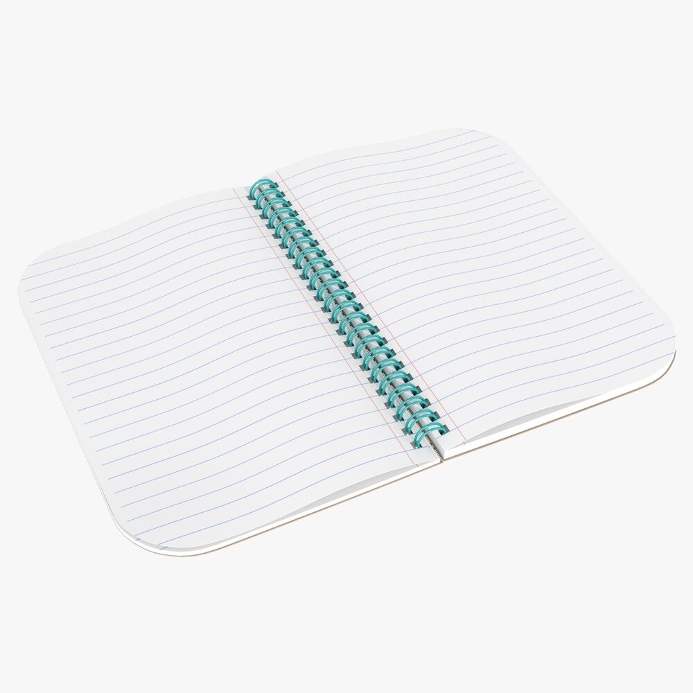 Notebook With Spiral 05 Opened 3D model