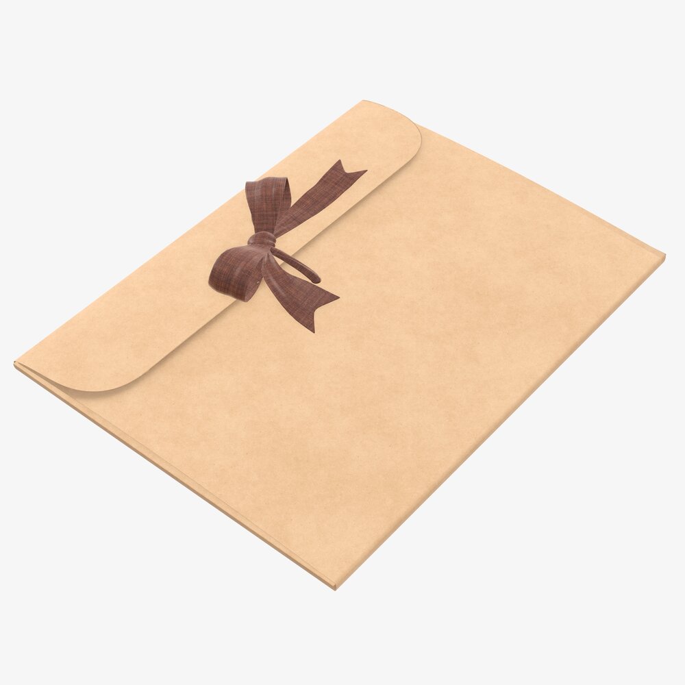Paper Gift Envelope With Bow Mockup Modelo 3d