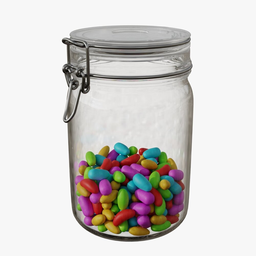Jar With Jelly Beans 01 3D-Modell