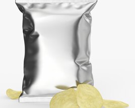 Potato Chips Medium Package With Folds 02 Mockup 3D model