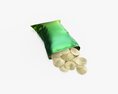 Potato Chips Package On Ground Opened With Folds Mockup 02 3d model