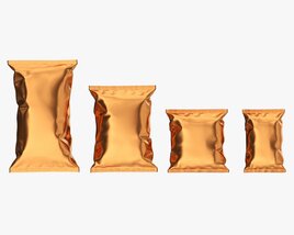 Potato Chips Packages With Folds Mockup Modello 3D