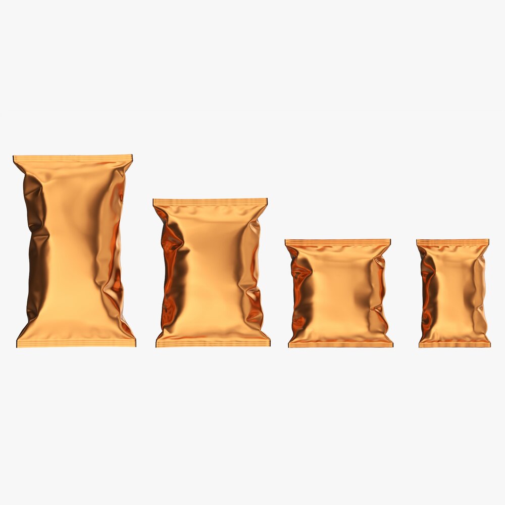 Potato Chips Packages With Folds Mockup Modèle 3D